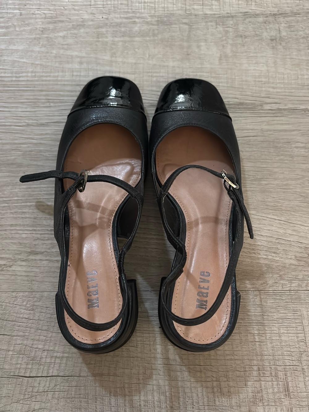 Anthropologie Black Mary Jane Slingback Heels